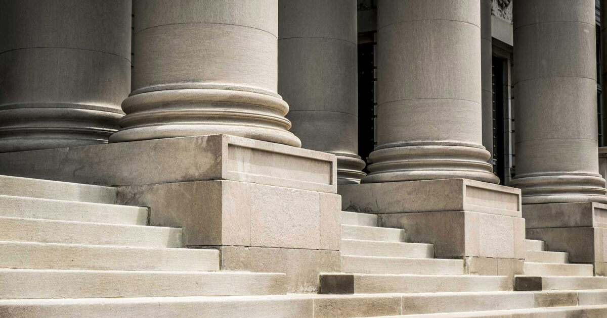 Government building columns and entrance steps