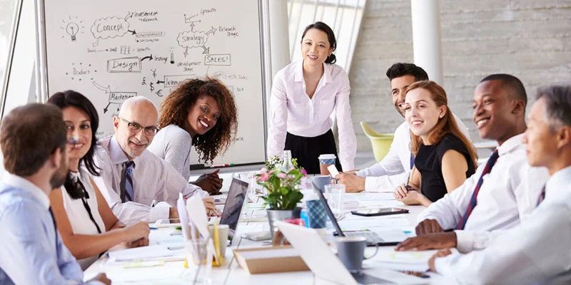 Diverse business team meeting in a conference room