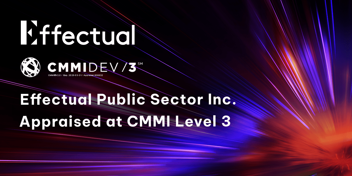 Effectual Public Sector Inc. Appraised at CMMI Level 3 announcement graphic