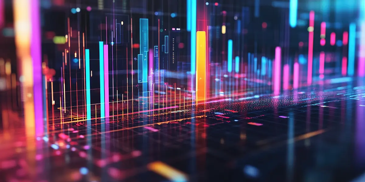 Abstract colorful financial chart and data visualization