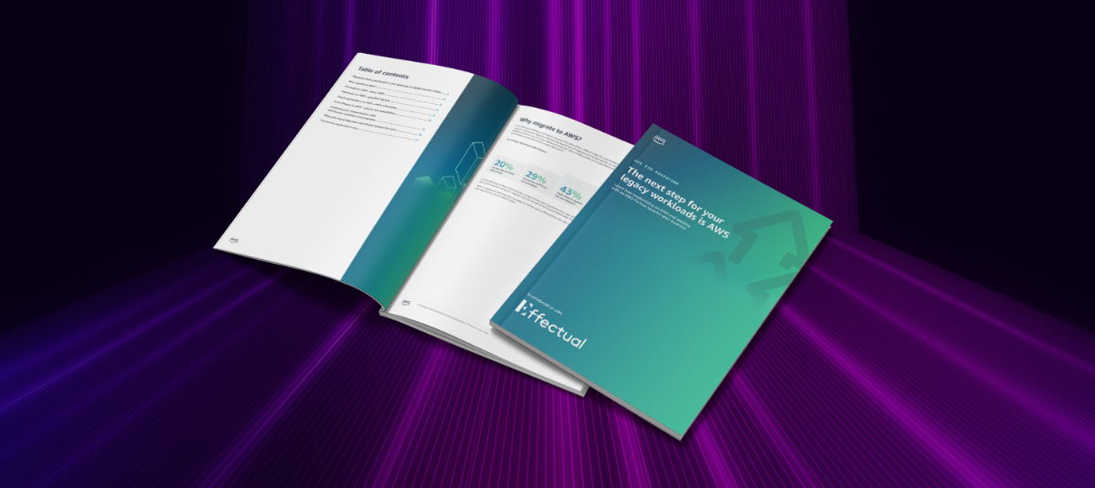 Cover mockup of the AWS eBook "The Next Step for Your Legacy Workloads Is AWS"