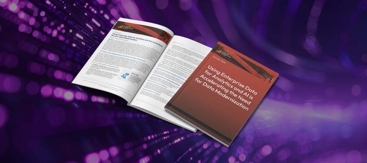 Cover mockup of the "Using Enterprise Data for Analytics and AI" report by Enterprise Strategy Group
