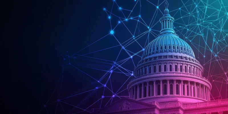US Capitol dome with digital network overlay