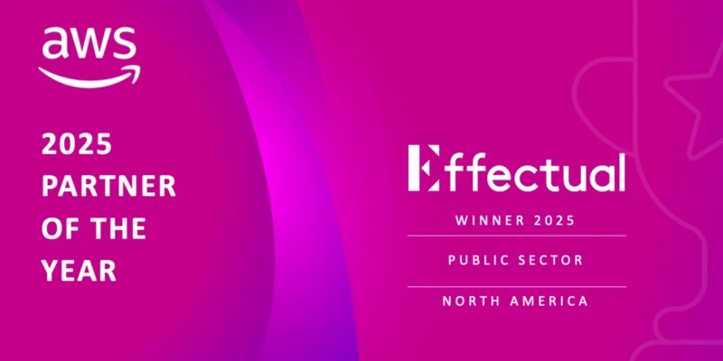 AWS 2025 Partner of the Year for Public Sector, North America badge with Effectual logo